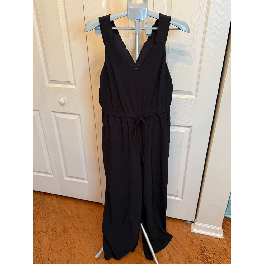 Athleta Black V Neck Sleeveless‎ Wide Leg Jumpsuit Pants Size 8